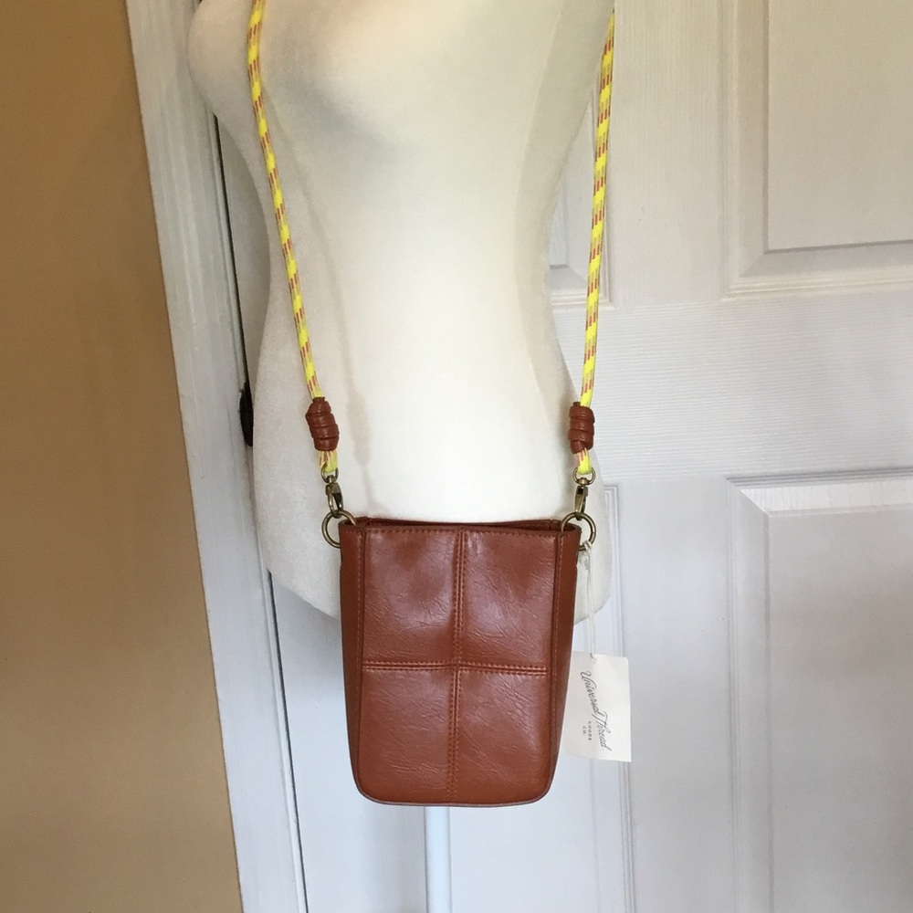 Universal Thread Y2K‎ Festivel Brown Leather Crossbody with Yellow Rope Strap